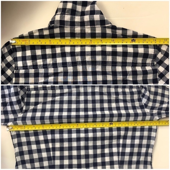 J CREW FACTORY Navy Blue White Gingham Button Down Shirt Sz XS - Picture 7 of 7